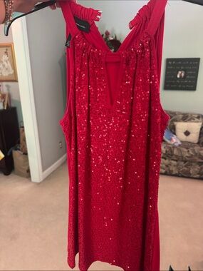 INC International Concepts Red Strapless Sequin Cocktail Dress